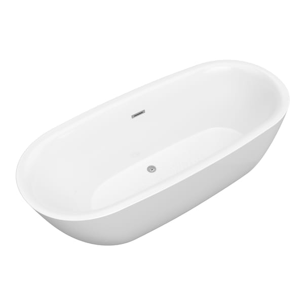 Anzzi Britt 59 in. Acrylic Flatbottom Freestanding Bathtub in White FT-AZ411-59 - main
